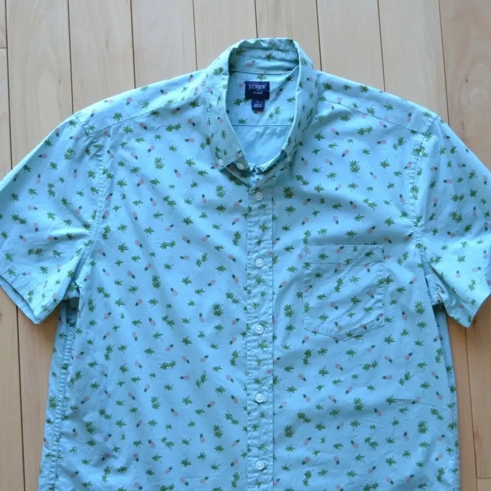 J Crew Pineapple Short Sleeve Tee Size L Flex